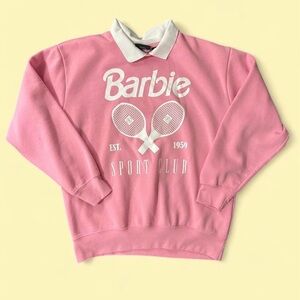 Barbie Pink and White Collared Sweatshirt